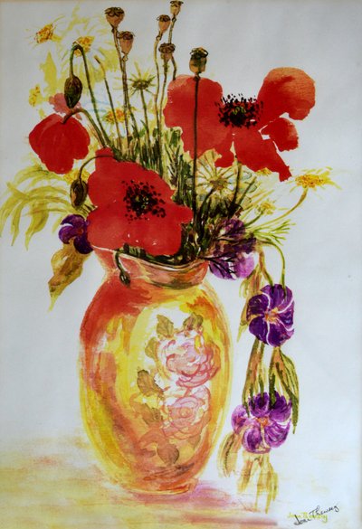 Poppies in a Vase by Unbekannt Unbekannt